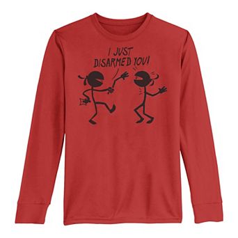Boys 8-20 I Just Disarmed You Stick Figure Drawing Long Sleeve Tee