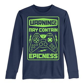 Boys 8-20 Warning May Contain Epicness Neon Sign Long Sleeve Tee