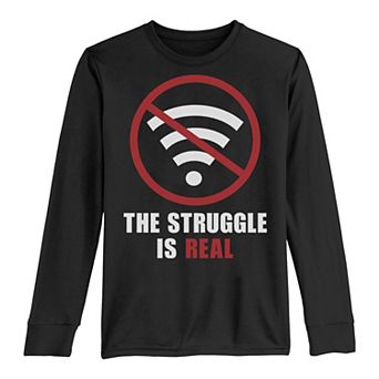 Boys 8-20 The Struggle Is Real No Wifi Long Sleeve Tee
