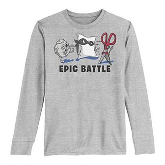Boys 8-20 Rock, Paper, Scissors Epic Battle Zombies Ninjas Pirates Long Sleeve Tee