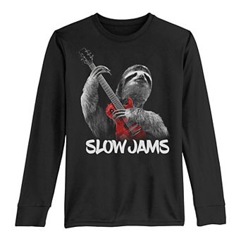 Boys 8-20 Slow Jams Sloth Guitar Player Long Sleeve Tee