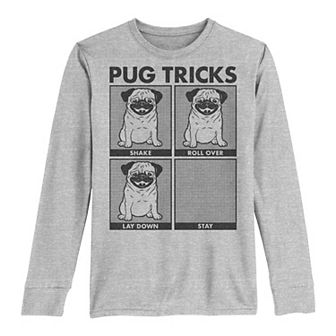 Boys 8-20 Pug Tricks Humor Long Sleeve Tee