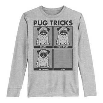Boys 8-20 Pug Tricks Humor Long Sleeve Tee