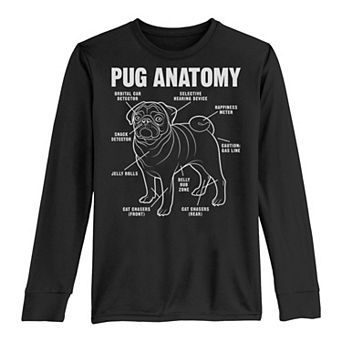 Boys 8-20 Pug Anatomy Poster Long Sleeve Tee