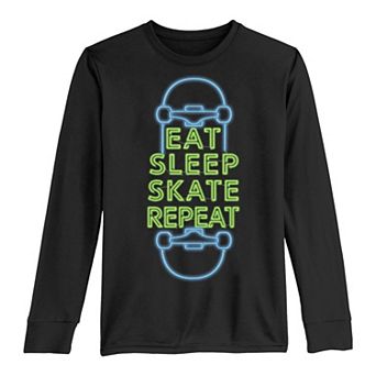 Boys 8-20 Neon Skateboard "Eat Sleep Skate Repeat" Long Sleeve Tee