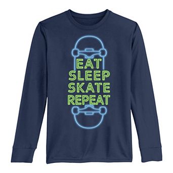 Boys 8-20 Neon Skateboard "Eat Sleep Skate Repeat" Long Sleeve Tee