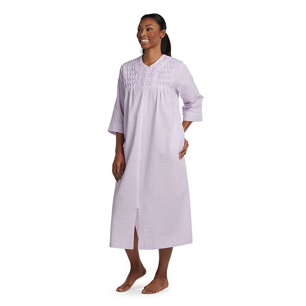 Seersucker Long Robe  Miss Elaine – Miss Elaine Store