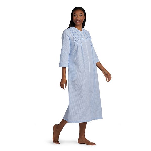 Seersucker Robe - Long Robe, 3/4 Sleeves – Miss Elaine Store