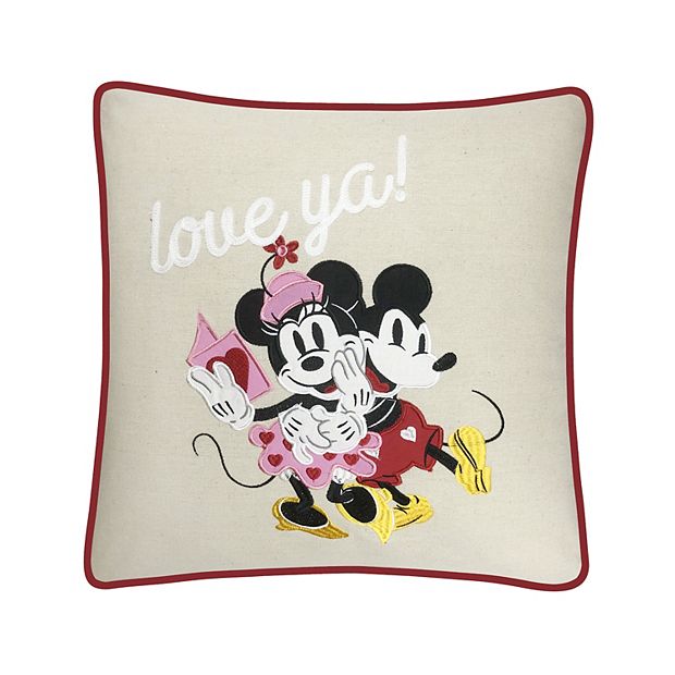 Disney Mickey and Minnie Hearts Valentine's Day Red Throw Pillow, 18x18,  Multicolor