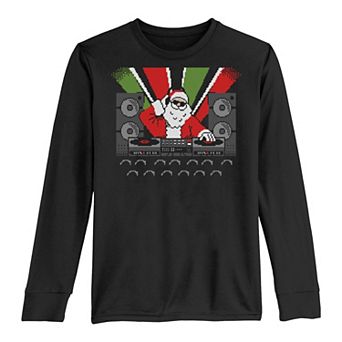 Boys 8-20 DJ Santa Claus Christmas Long Sleeve Tee
