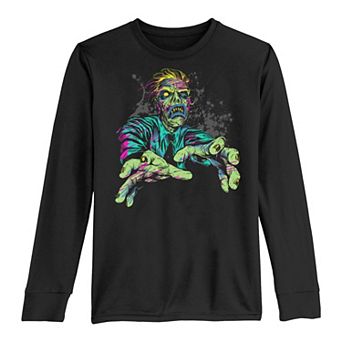 Boys 8-20 Halloween Neon Zombie Walk Splattered Long Sleeve Tee