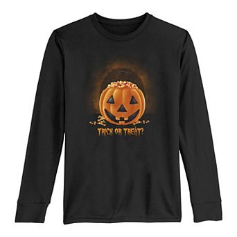 Boys 8-20 Halloween Trick Or Treat Pumpkin Candy Corn Long Sleeve Tee