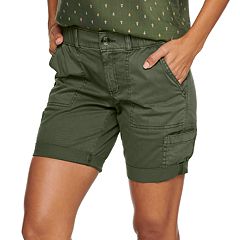 Ladies "Sonoma" Size 24W MidRise Rib Knit/Drawstring Pull-On Shorts OliveNight 