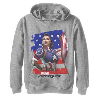Boys 8-20 Marvel Puzzle Quest Peggy Carter Captain America Hoodie