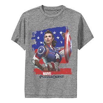 Boys 8-20 Marvel Puzzle Quest Peggy Carter Captain America Tee