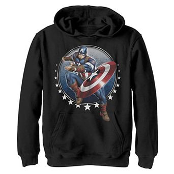 Boys 8-20 Marvel Captain America Shield Throw Stars Hoodie