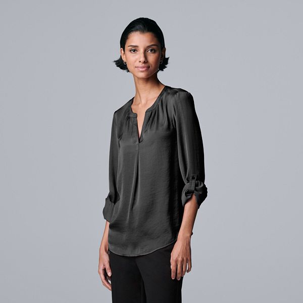 Petite Simply Vera Vera Wang RollTab Blouse