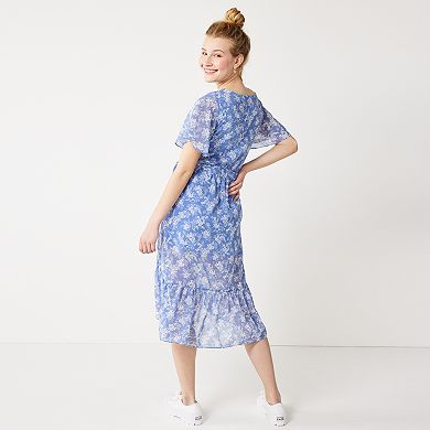 Juniors' SO® Flutter Sleeve Wrap Dress