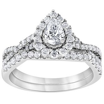 Evolv 14k White Gold 1 Carat T.W. IGI Certified Lab-Grown Diamond Engagement Ring Set