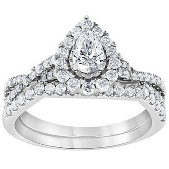 Evolv 14k White Gold 1 Carat T.W. IGI Certified Lab-Grown Diamond Engagement Ring Set