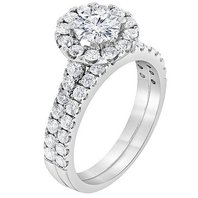 Evolv 14k White Gold 2 Carat T.W. IGI Certified Lab-Grown Diamond Engagement Ring Set