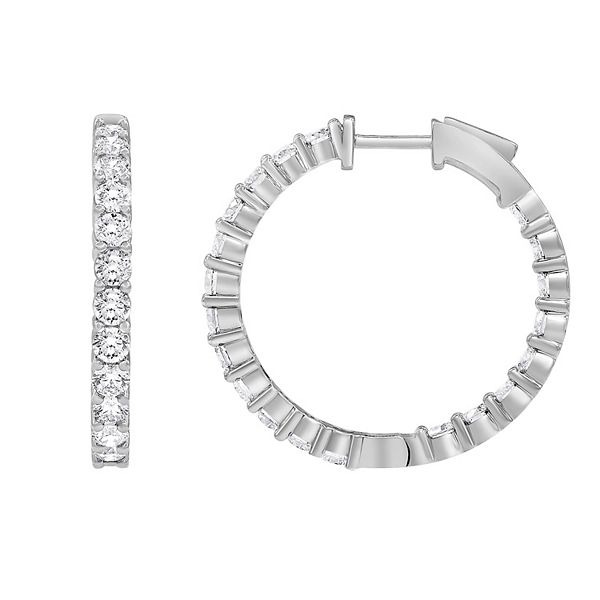 Evolv 14k White Gold 3 Carat T.W. Lab-Grown Diamond Hoop Earrings