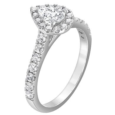 Evolv 14k White Gold 1 Carat T.W. Lab-Grown Diamond Teardrop Engagement Ring