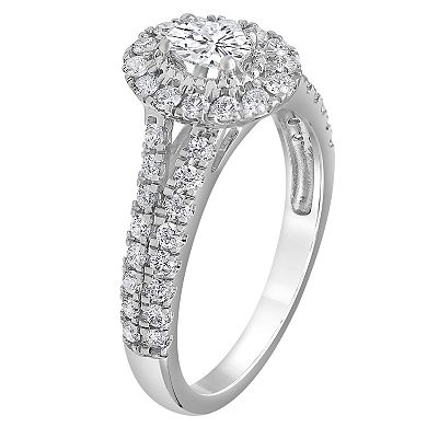 Evolv 14k White Gold 1 Carat T.W. Lab-Grown Diamond Oval Halo Engagement Ring