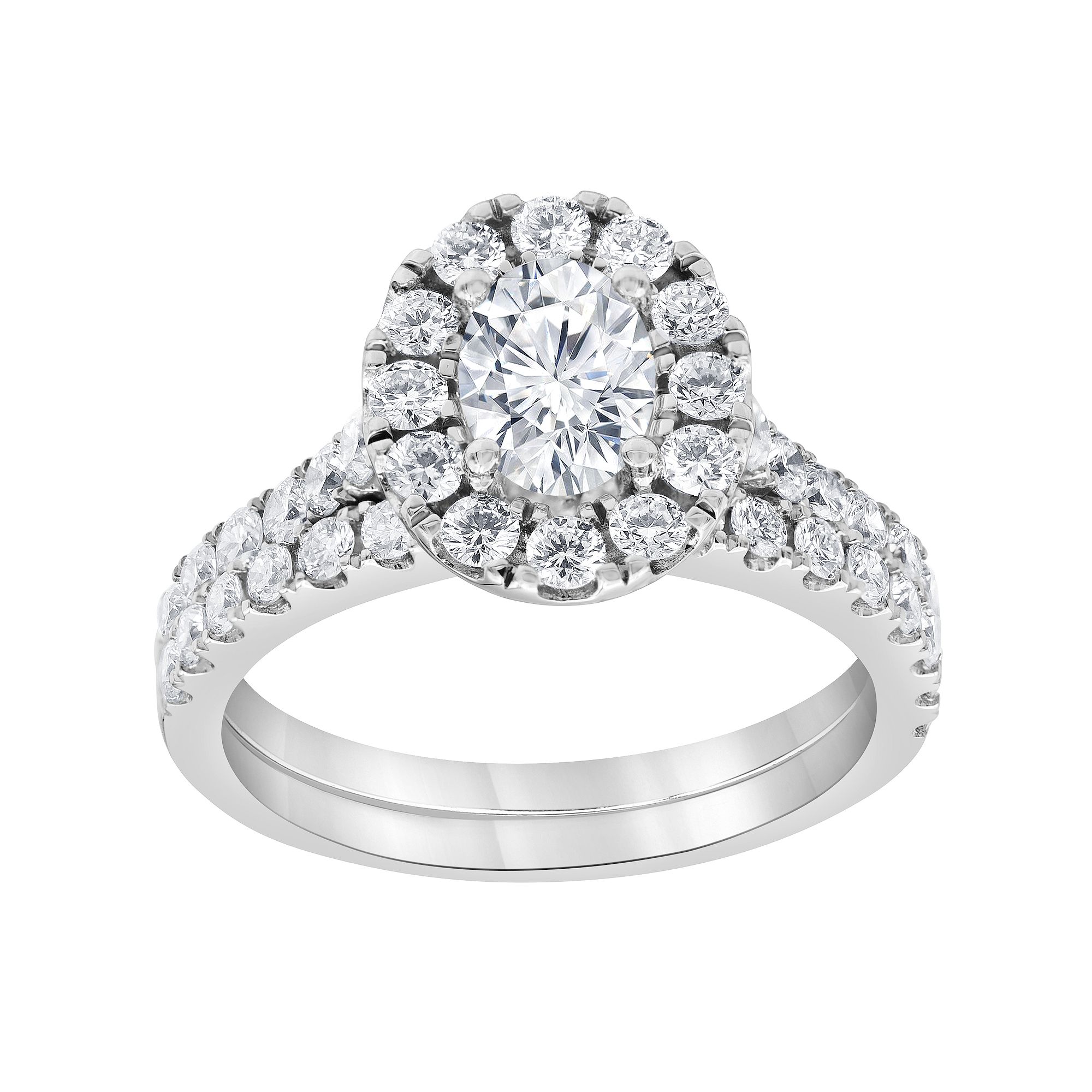 Evolv 14k White Gold 2 Carat T.W. IGI Certified Lab-Grown Diamond Halo Enga