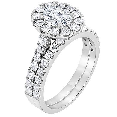 Evolv 14k White Gold 2 Carat T.W. IGI Certified Lab-Grown Diamond Engagement Ring Set