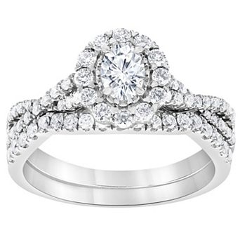Evolv 14k White Gold 1 Carat T.W. IGI Certified Lab-Grown Diamond Engagement Ring Set