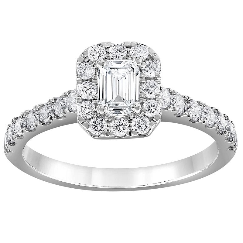 Evolv 14k White Gold 1 Carat T.W. Lab-Grown Diamond Halo Engagement Ring, W