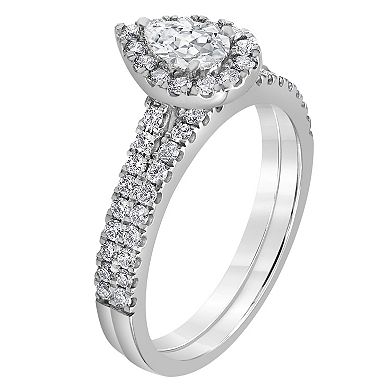 Evolv 14k White Gold 1 Carat T.W. IGI Certified Lab-Grown Diamond Engagement Ring Set