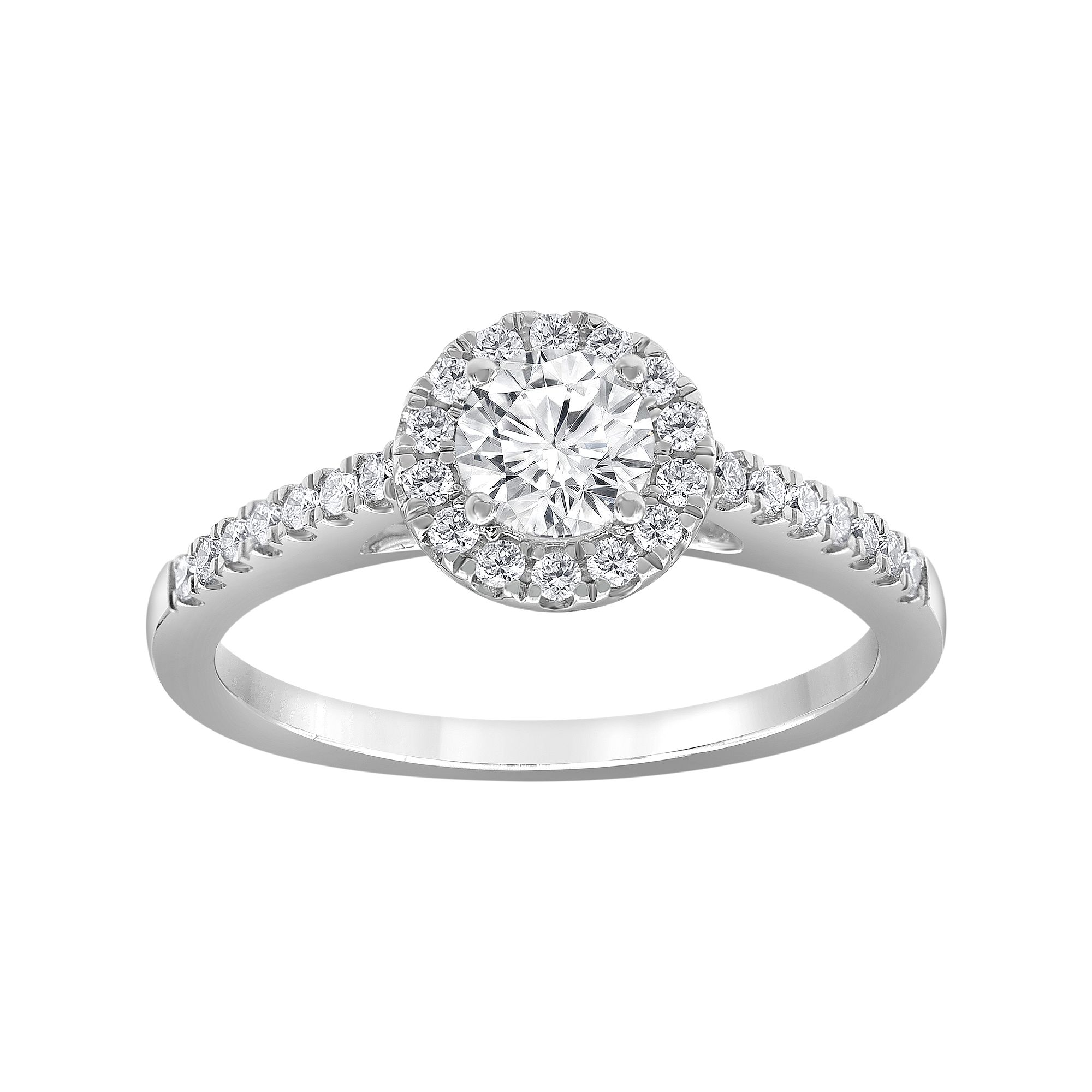 Evolv 14k White Gold 3/4 Carat T.W. Lab-Grown Diamond Halo Engagement Ring,