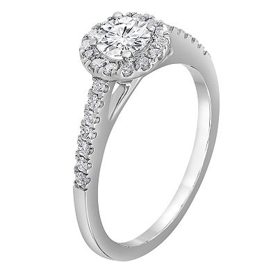 Evolv 14k White Gold 3/4 Carat T.W. Lab-Grown Diamond Halo Engagement Ring