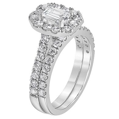Evolv 14k White Gold 2 Carat T.W. IGI Certified Lab-Grown Diamond Engagement Ring Set