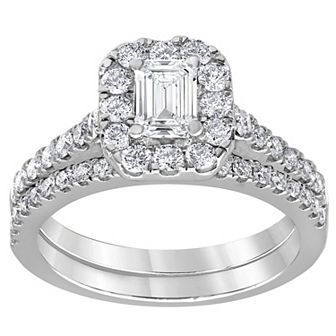 Evolv 14k White Gold 1.5 Carat T.W. IGI Certified Lab-Grown Diamond Engagement Ring Set