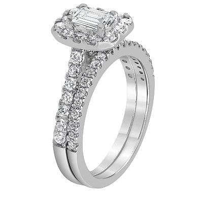 Evolv 14k White Gold 1.5 Carat T.W. IGI Certified Lab-Grown Diamond Engagement Ring Set