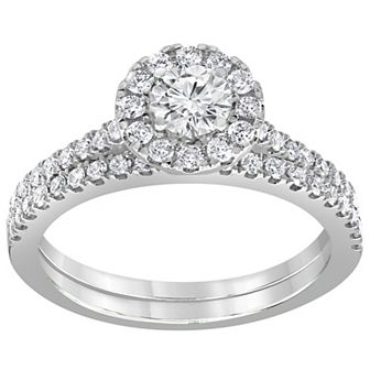 Evolv 14k White Gold 1 Carat T.W. Lab-Grown Diamond Engagement Ring Set