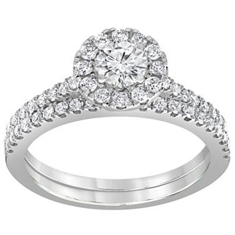 Evolv 14k White Gold 1 Carat T.W. Lab-Grown Diamond Engagement Ring Set