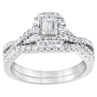 Evolv 14k White Gold 1 Carat T.W. IGI Certified Lab-Grown Diamond Engagement Ring Set