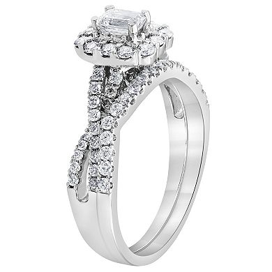 Evolv 14k White Gold 1 Carat T.W. IGI Certified Lab-Grown Diamond Engagement Ring Set