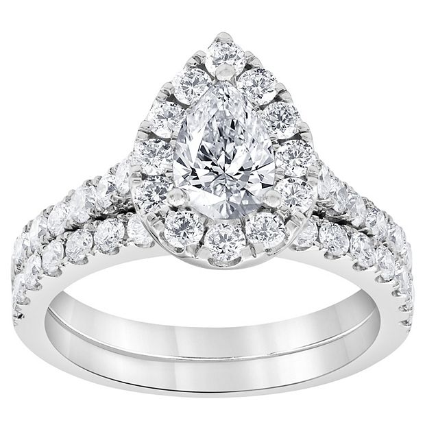 Evolv 14k White Gold 2 Carat T.W. IGI Certified Lab-Grown Diamond  Engagement Ring Set