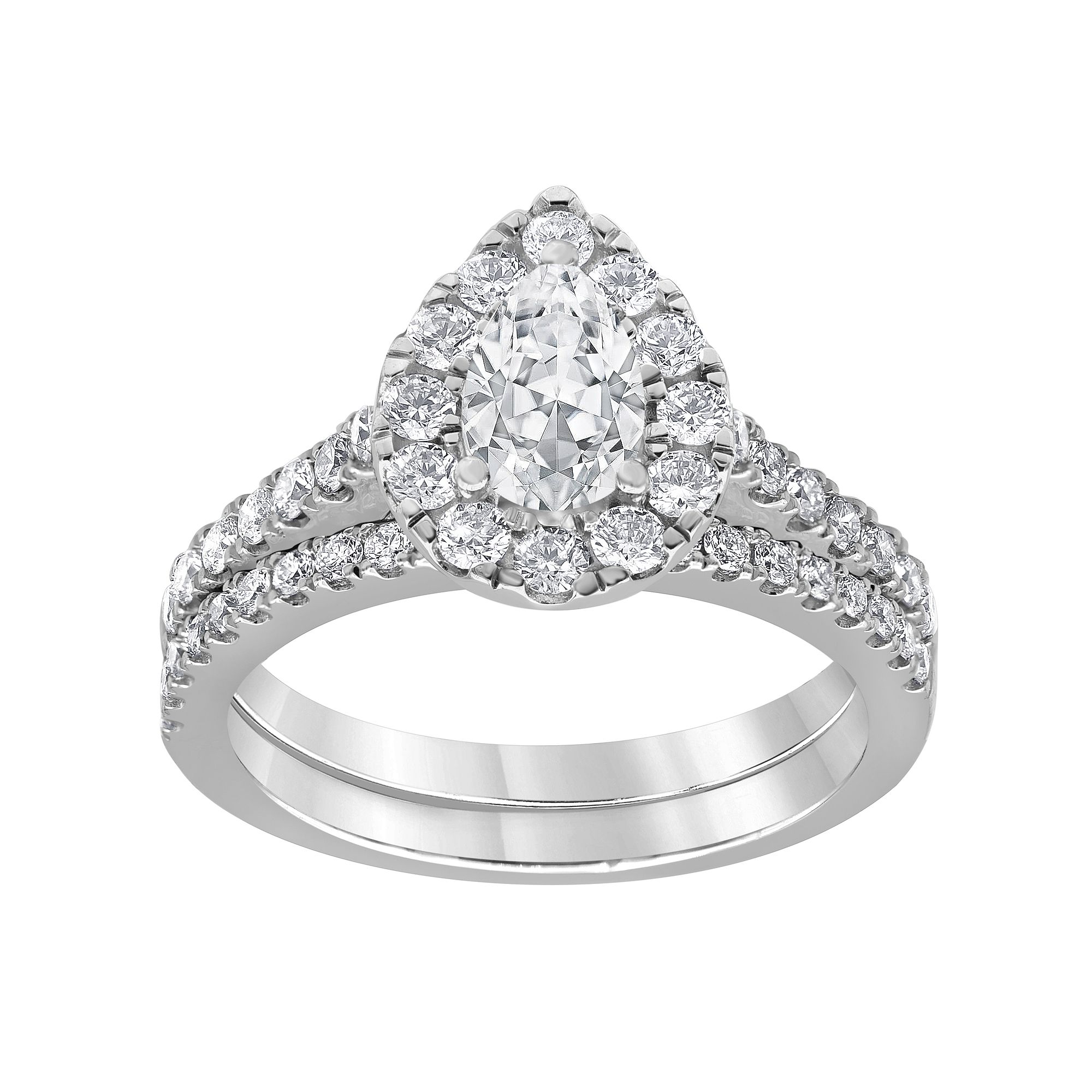 Evolv 14k White Gold 1.5 Carat T.W. IGI Certified Lab-Grown Diamond Teardro