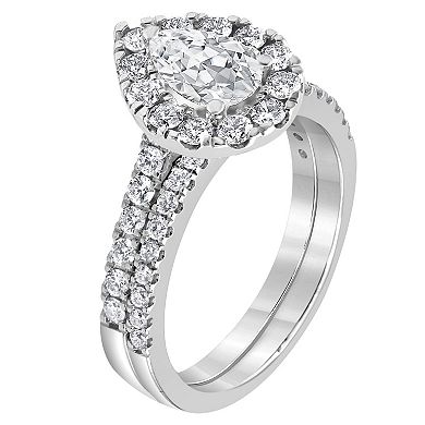 Evolv 14k White Gold 1.5 Carat T.W. IGI Certified Lab-Grown Diamond Engagement Ring Set