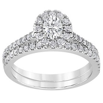 Evolv 14k White Gold 1 Carat T.W. IGI Certified Lab-Grown Diamond Engagement Ring Set