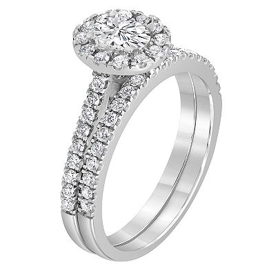 Evolv 14k White Gold 1 Carat T.W. IGI Certified Lab-Grown Diamond Engagement Ring Set