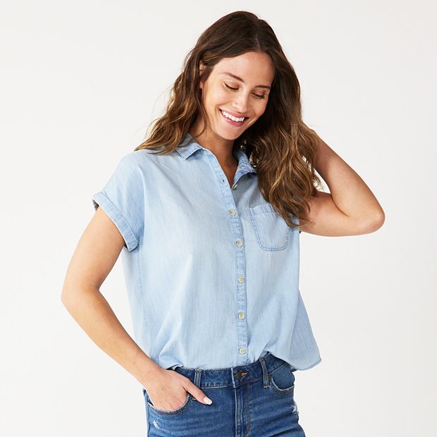 Petite Sonoma Goods For Life® Short Sleeve Button Down Shirt
