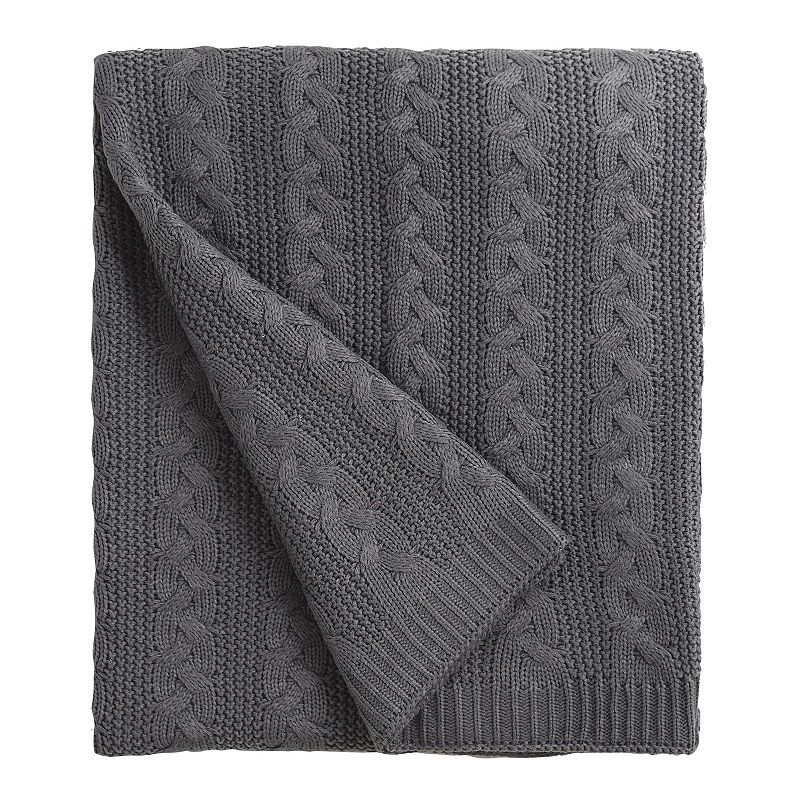 49812214 Allied Home Cable Knit Throw, Grey sku 49812214