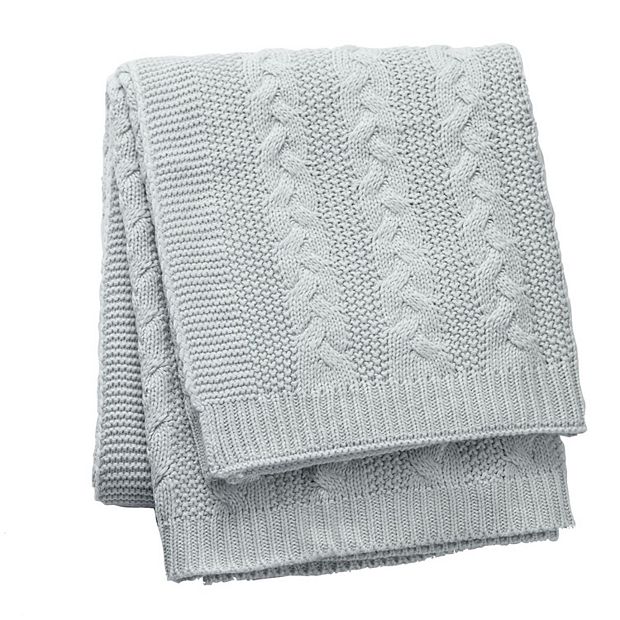 Grey cable knit throw blanket hot sale